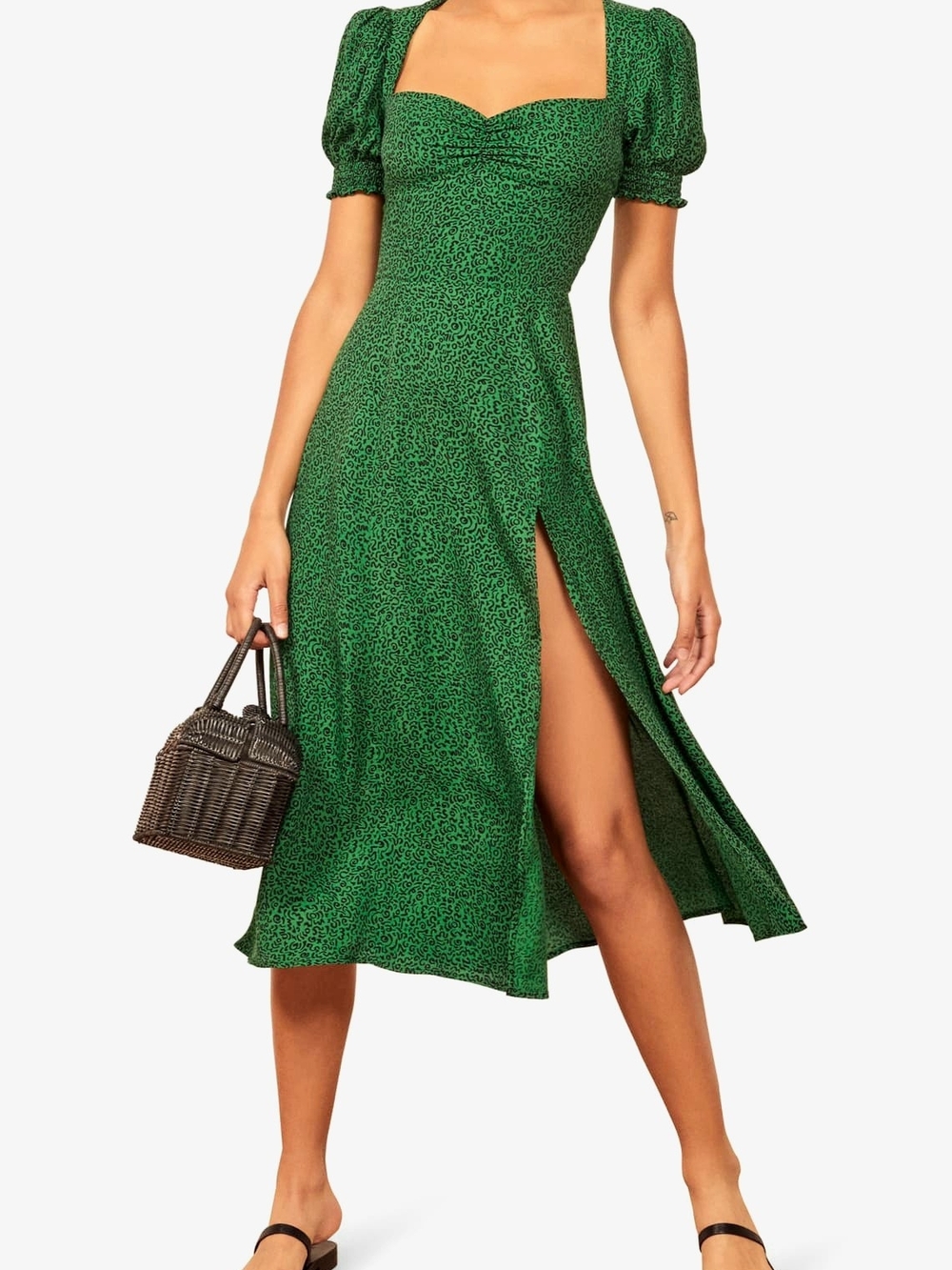 NWT Reformation Lacey Abstract Green Midi Dress Sz 12 (Jitterbug)